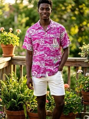 Big Dogs Pink and White Casual Button Down Shirt